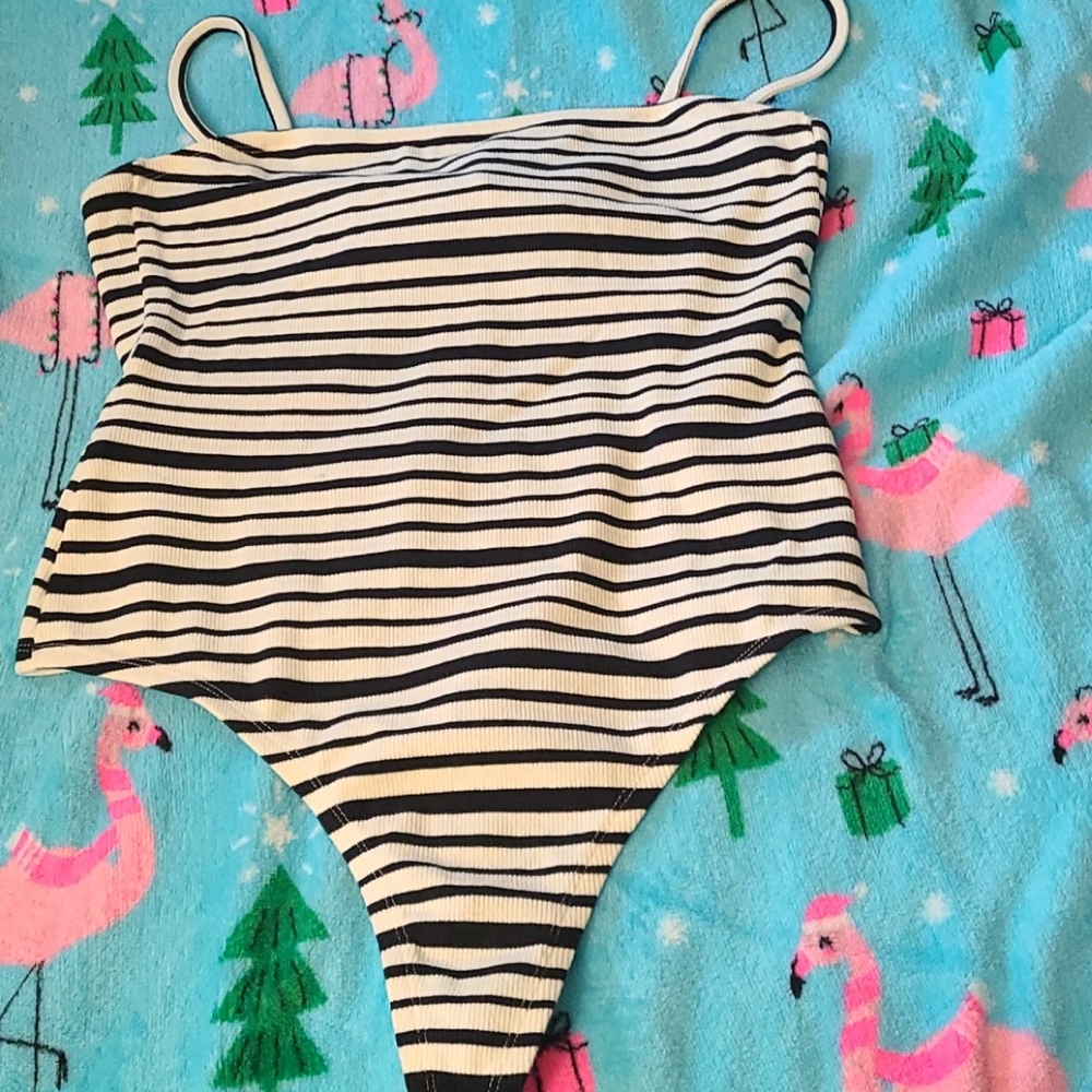 Black and white striped bodysuit